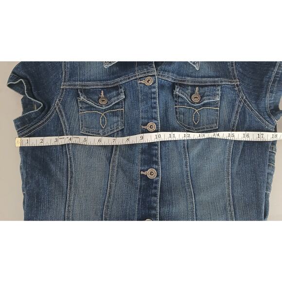 Y2K Paris Blues Micro Mini Denim Dress Button Skirt Womens LG Preppy Western - Picture 7 of 12